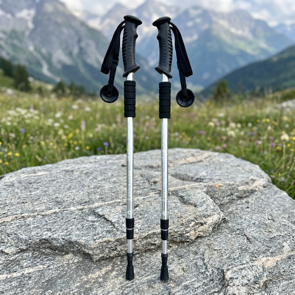 Bergkraft Teleskop-Trekkingstoecke im 2er-Set in Silber