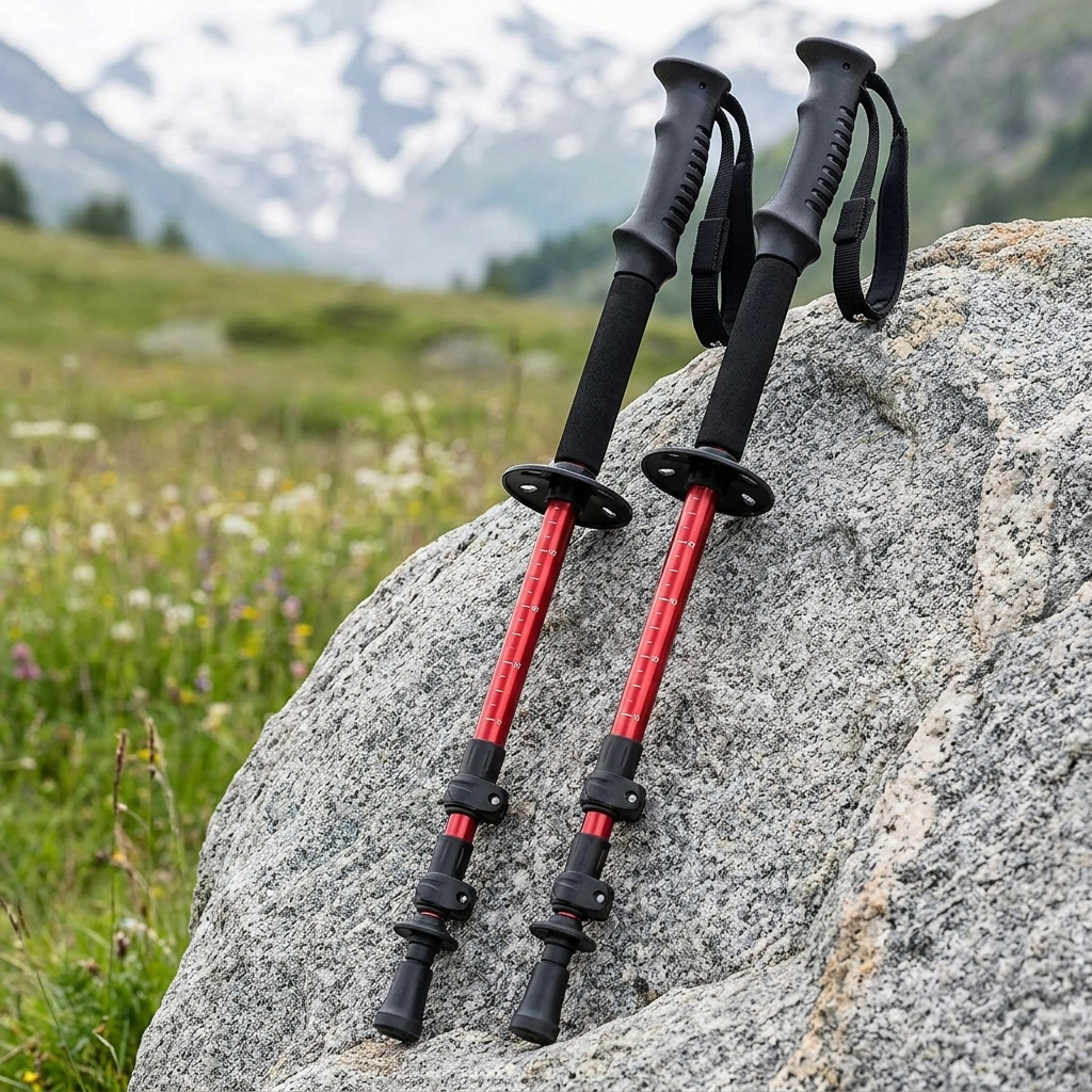 Bergkraft Teleskop-Trekkingstoecke im 2er-Set in Rot