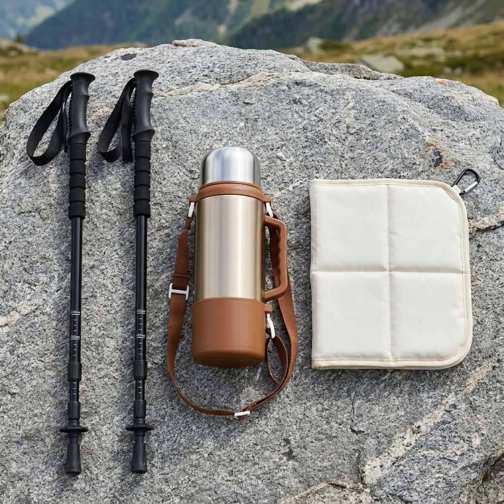 Komplettset Kombination: Kissen Cremeweiss, Flasche Braun, Stoecke Schwarz